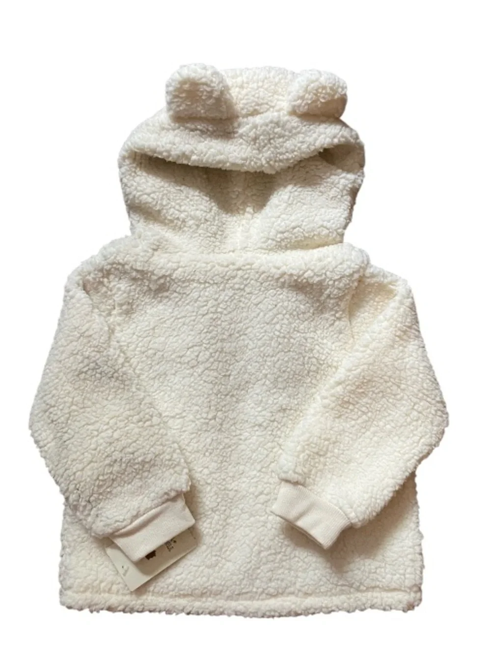 Tucker + Tate Ivory Teddy Sherpa Zip Up Jacket Hooded Bear Ears Lined NWT Unisex
